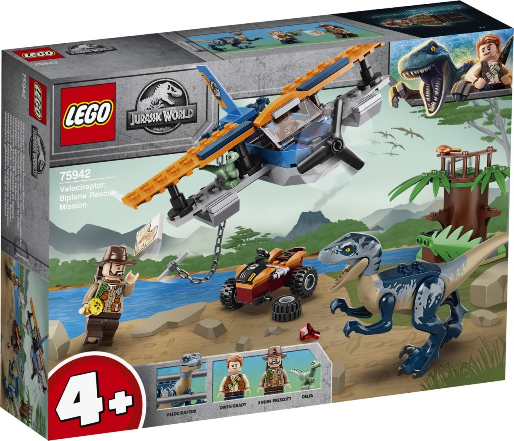 Lego-jurassic-world-75942-velociraptor-la-mission-de-sauvetage-en-avion-face