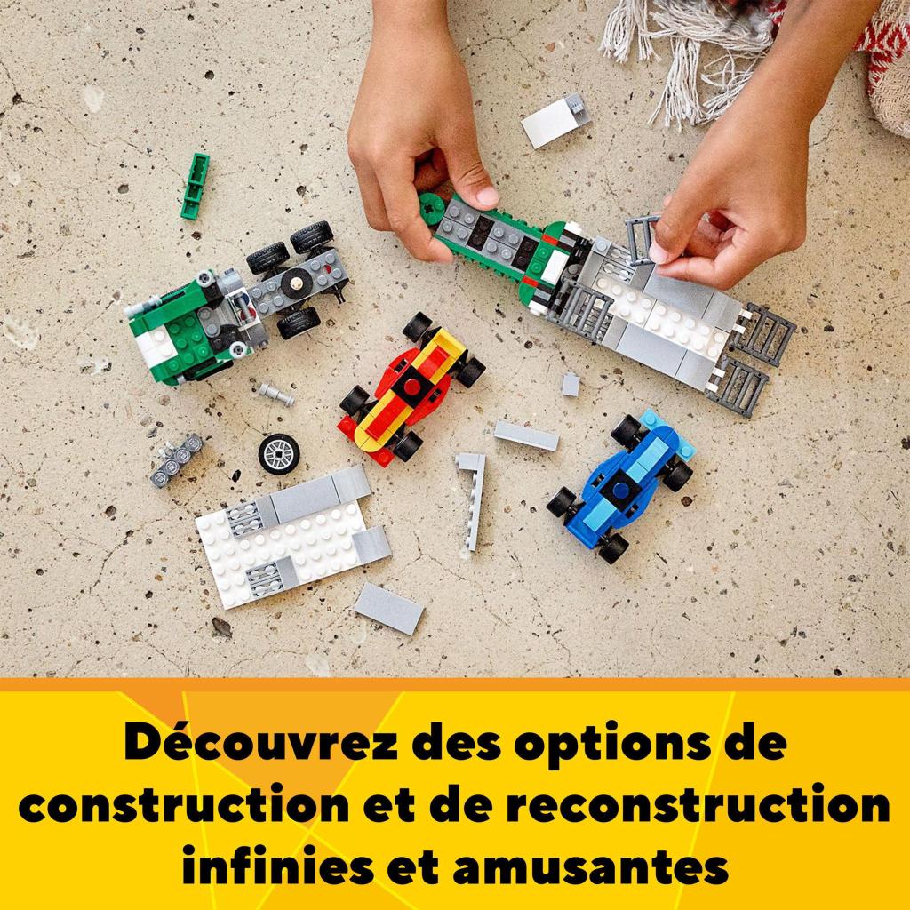 Lego-creator-31113-le-transporteur-de-voitures-de-course-construction