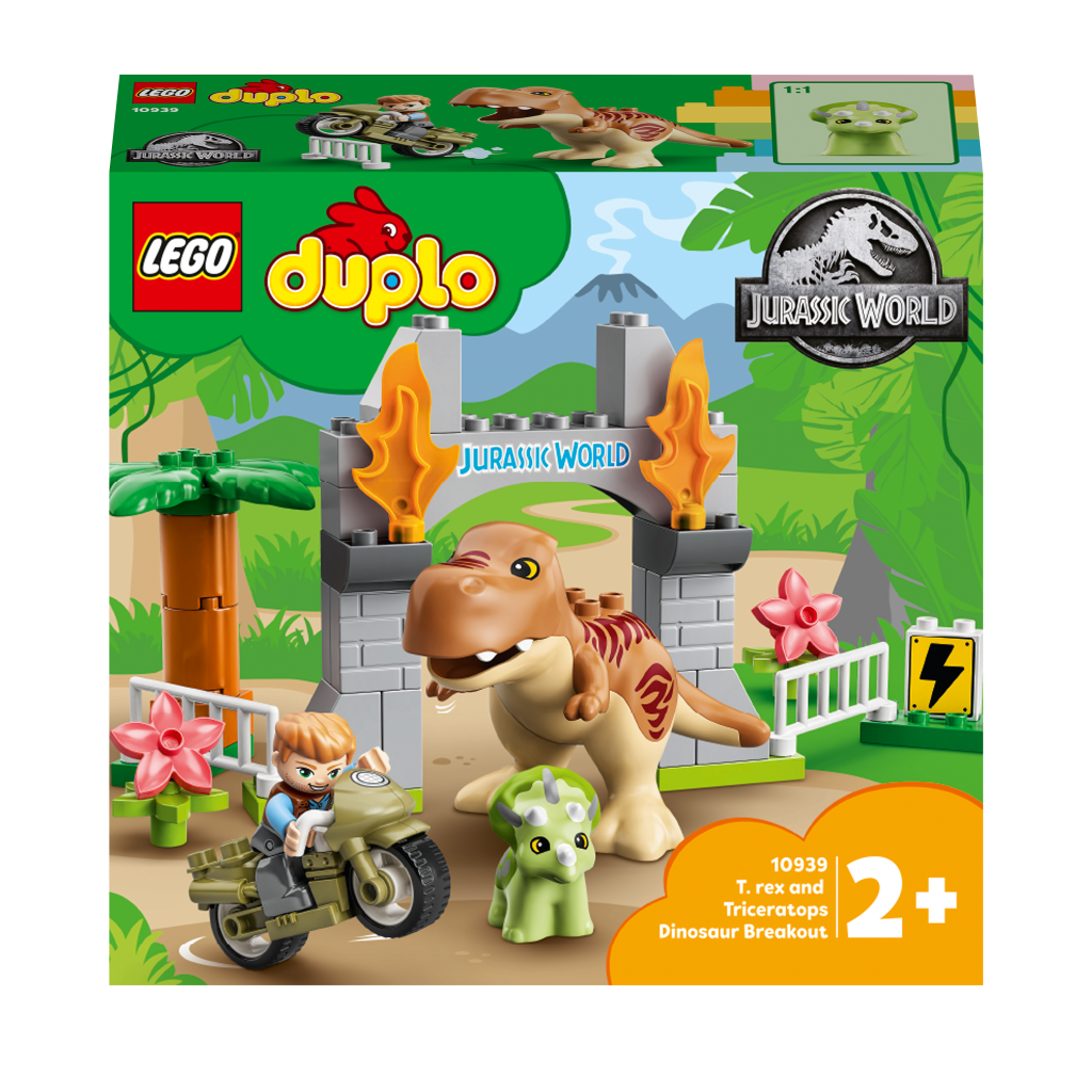 LEGO-DUPLO-10939-Lévasion-du-T.-rex-et-du-Tricératops-face