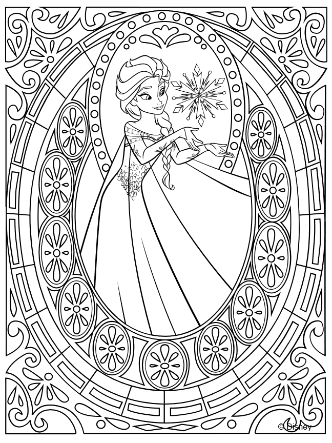 coloriage princesse elsa la reine des neiges mandala