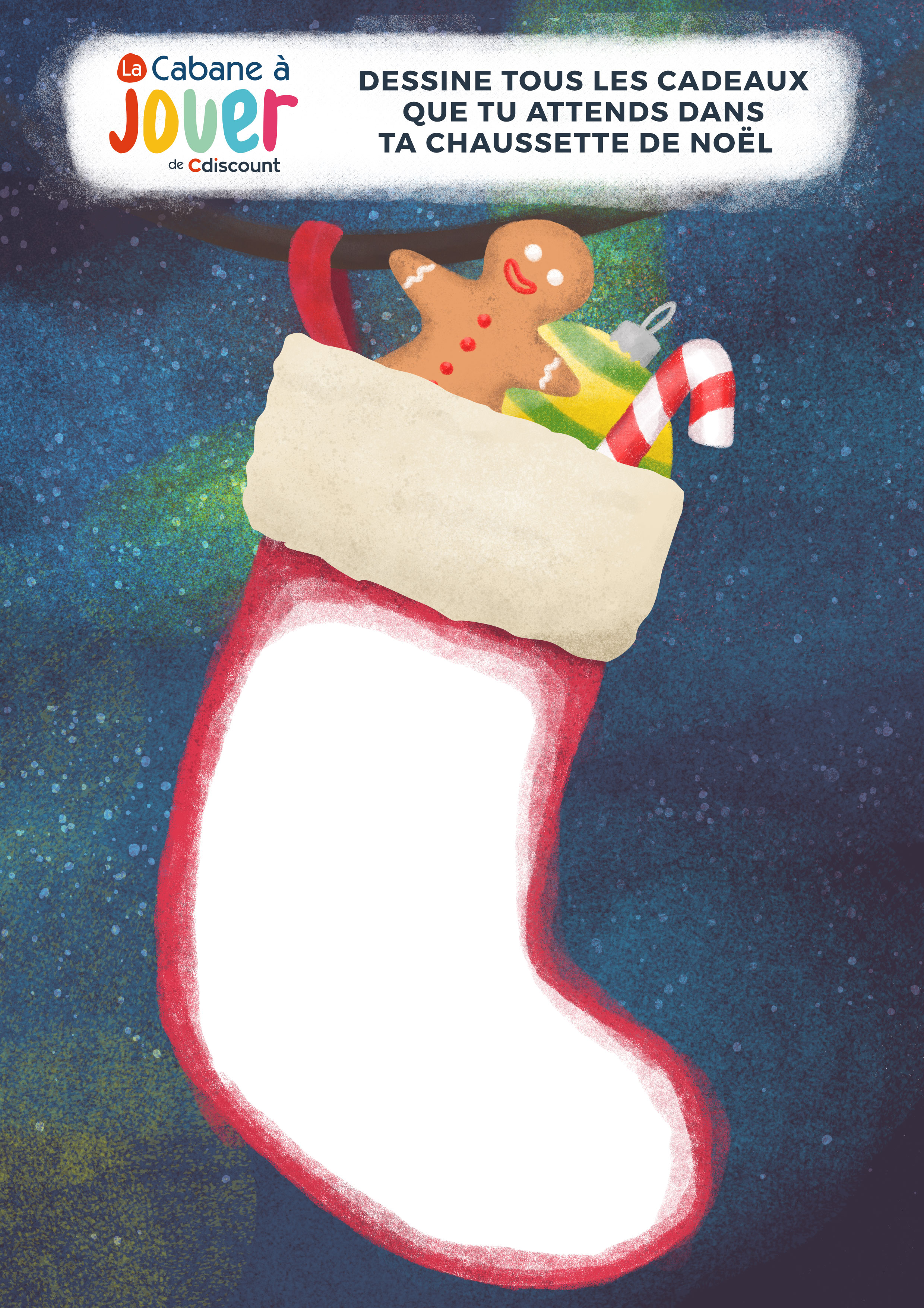 Dessin cadeau Noël : remplis ta chaussette et inspire le Père Noël, image size:2480x3508