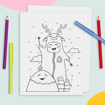 coloriage de Noël- le renne-1