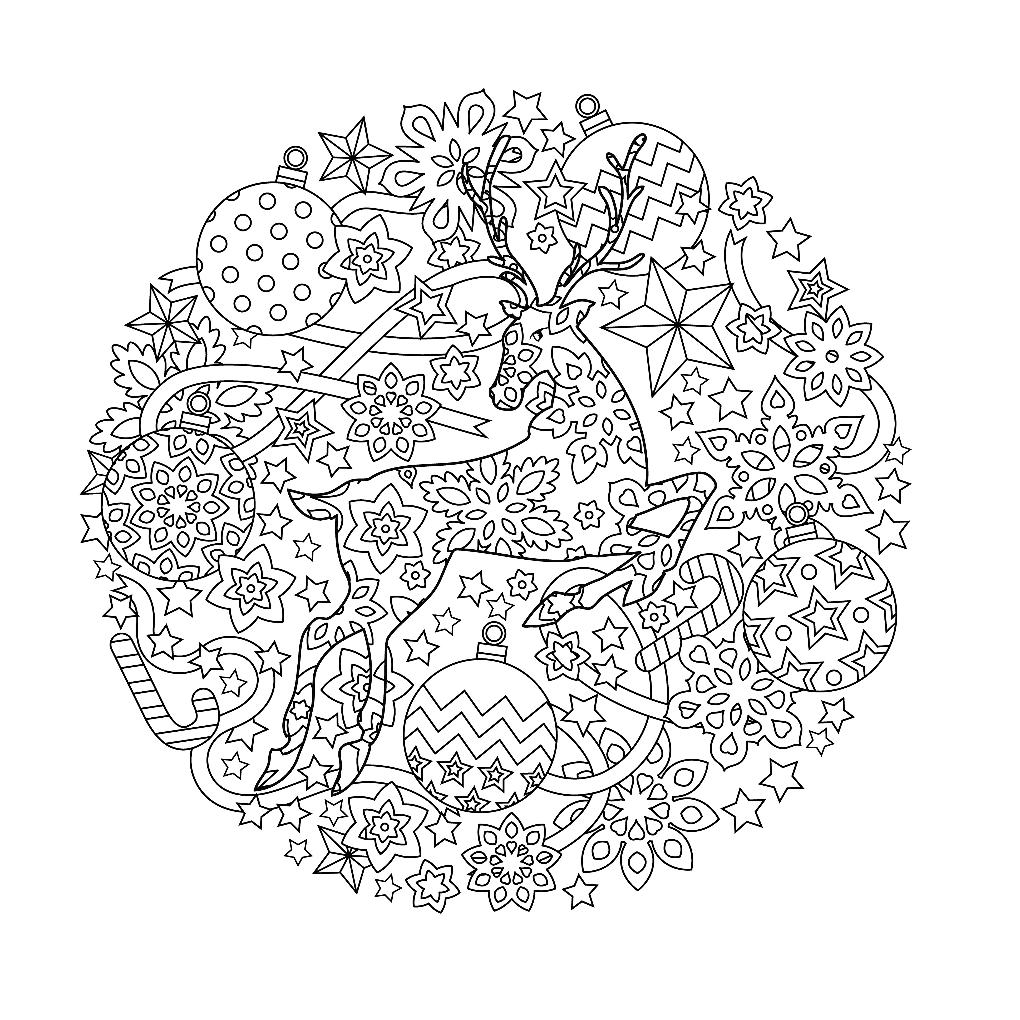 Coloriage mandala de Noel - Coloriage Adulte