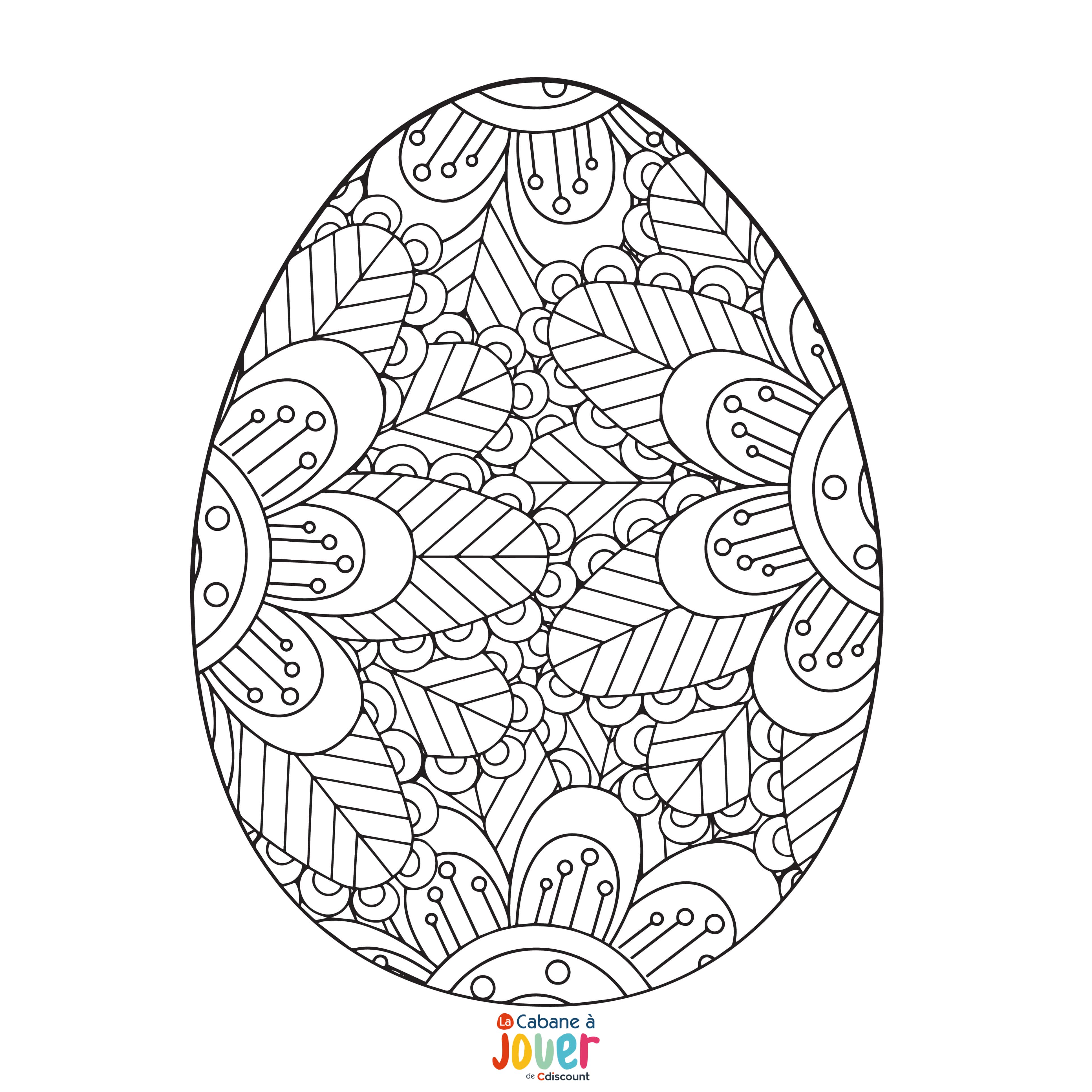 Coloriage Oeuf De Paques Mandala Coloriage - Mandala oeuf de Pâques | La Cabane à Jouer