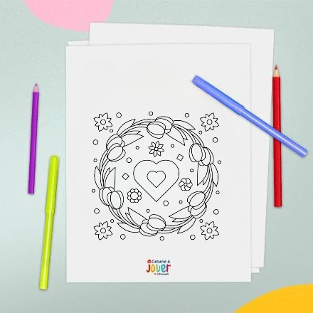 apercu coloriage bonne fete maman couronne de fleurs-1