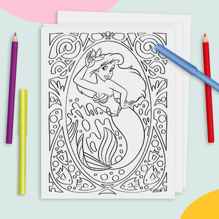 Coloriage Mandala Disney apercu - La petite Sirène