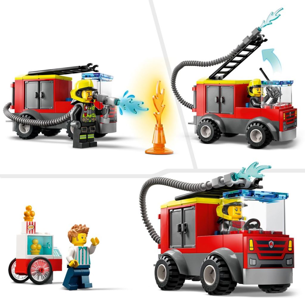 Camion De Pompiers Lego City Avec Pompier Et Bouche D'incendie En  Arrière-plan Ia Générative