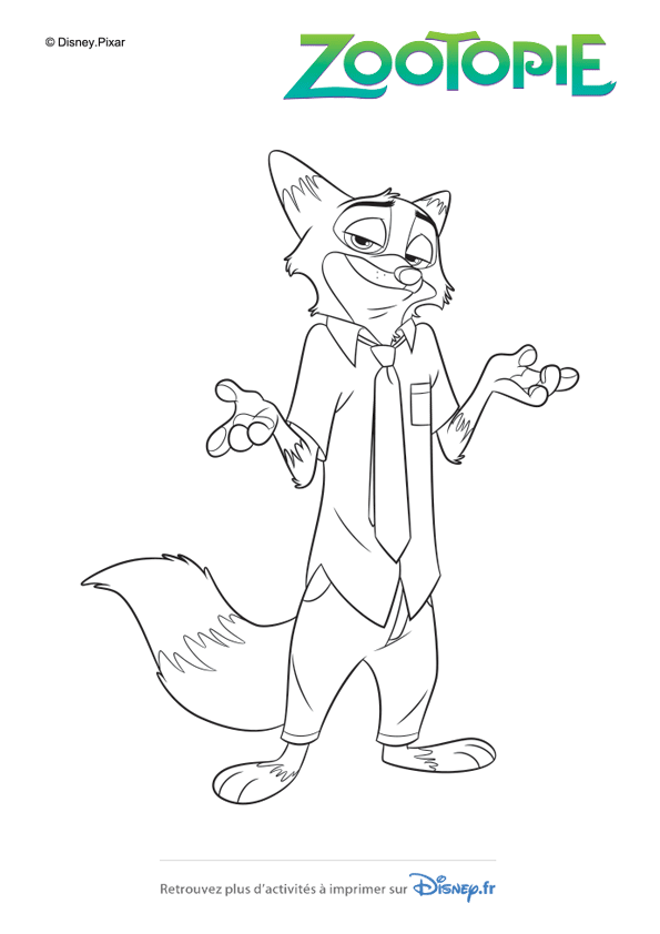 coloriage Zootopie Nick le renard
