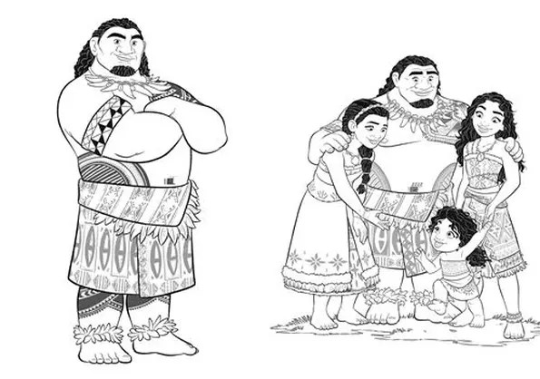 coloriage famille Vaiana 2
