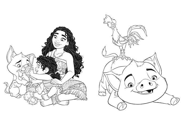 coloriage Vaiana 2 pua
