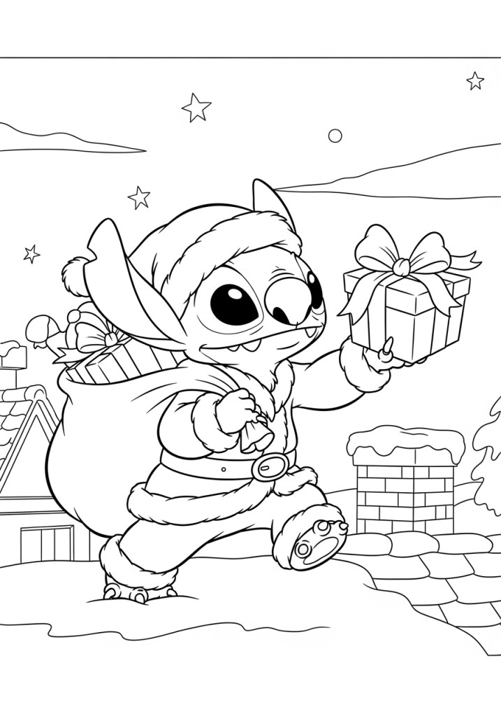coloriage stitch noel à imprimer