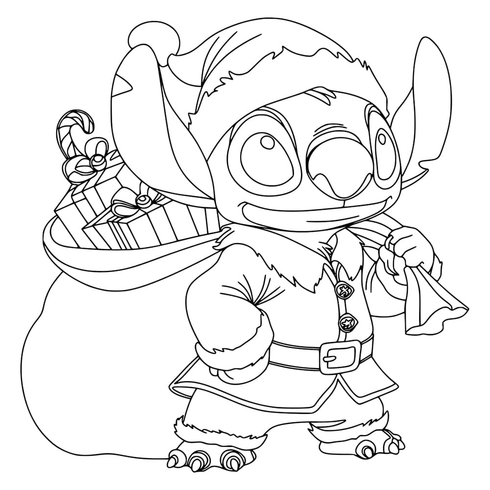 coloriage Noël Stitch à imprimer