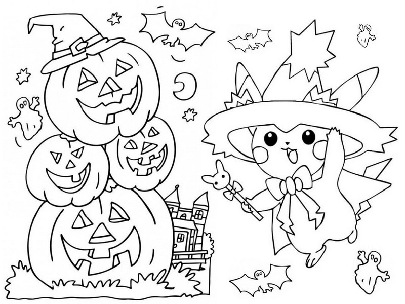 coloriage pokemon halloween pikachu