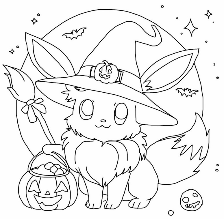 coloriage pokemon halloween evoli