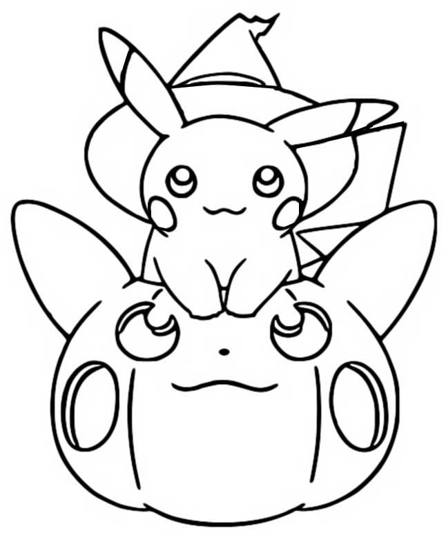 coloriage pokemon halloween pikachu