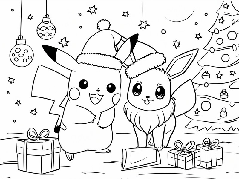 coloriage pokemon noel
