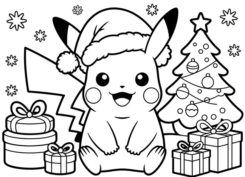 coloriage pokemon noel