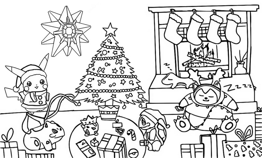 coloriage pokemon noel