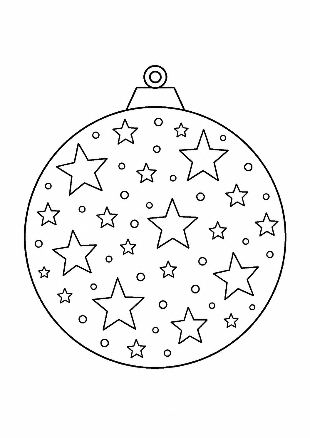 Boule de Noël à colorier et à découper, décorée d'étoiles, format A4
