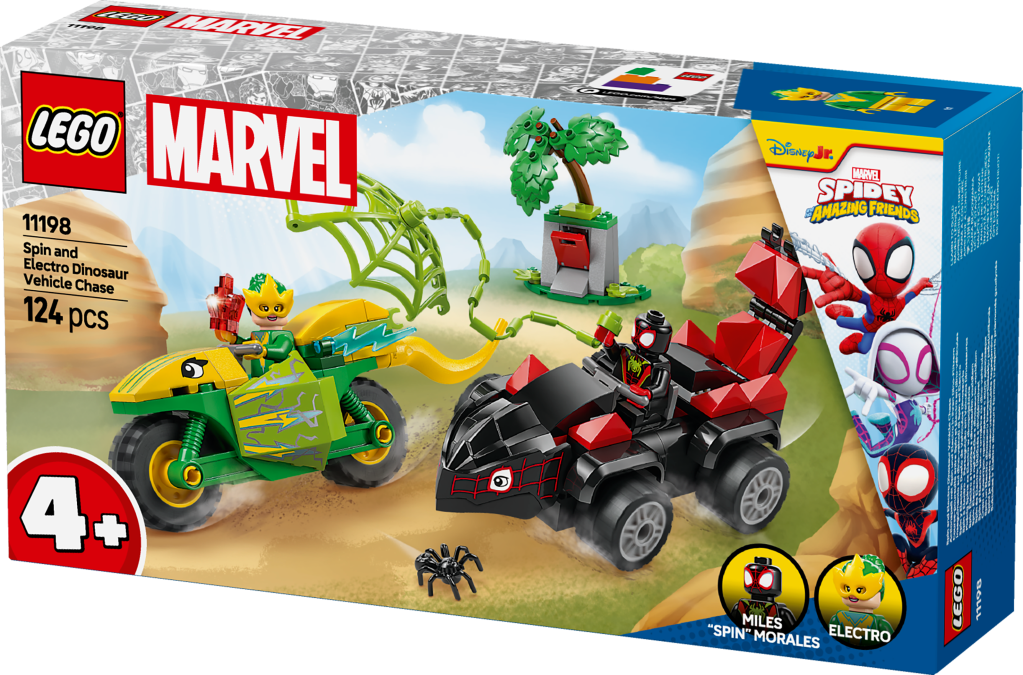 boîte LEGO Marvel 11198 Course-poursuite entre Spin et Electro en dino-véhicules - Spidey et ses amis extraordinaires