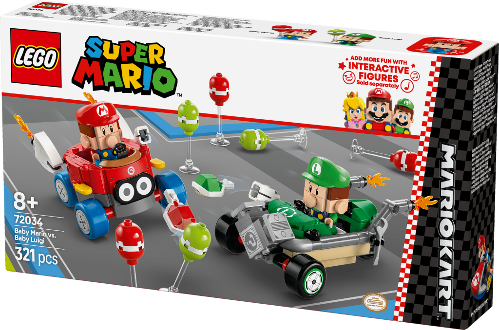 boîte LEGO Super Mario 72034 : Mario Kart - Bébé Mario contre Bébé Luigi