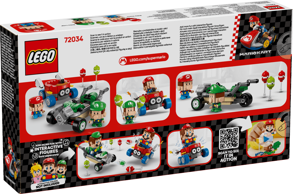 boîte LEGO Super Mario 72034 : Mario Kart - Bébé Mario contre Bébé Luigi