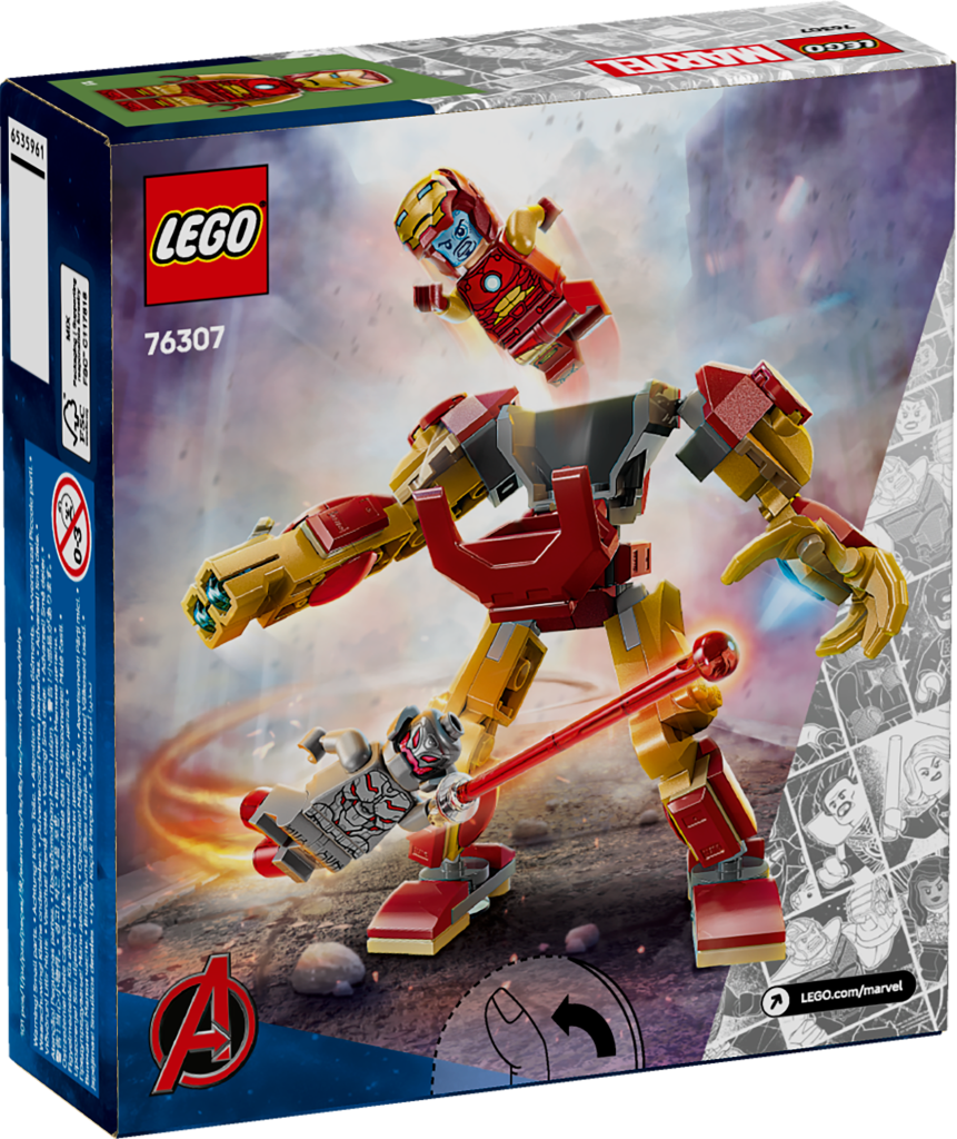 boîte LEGO Marvel 76307 : Le robot d’Iron Man contre Ultron