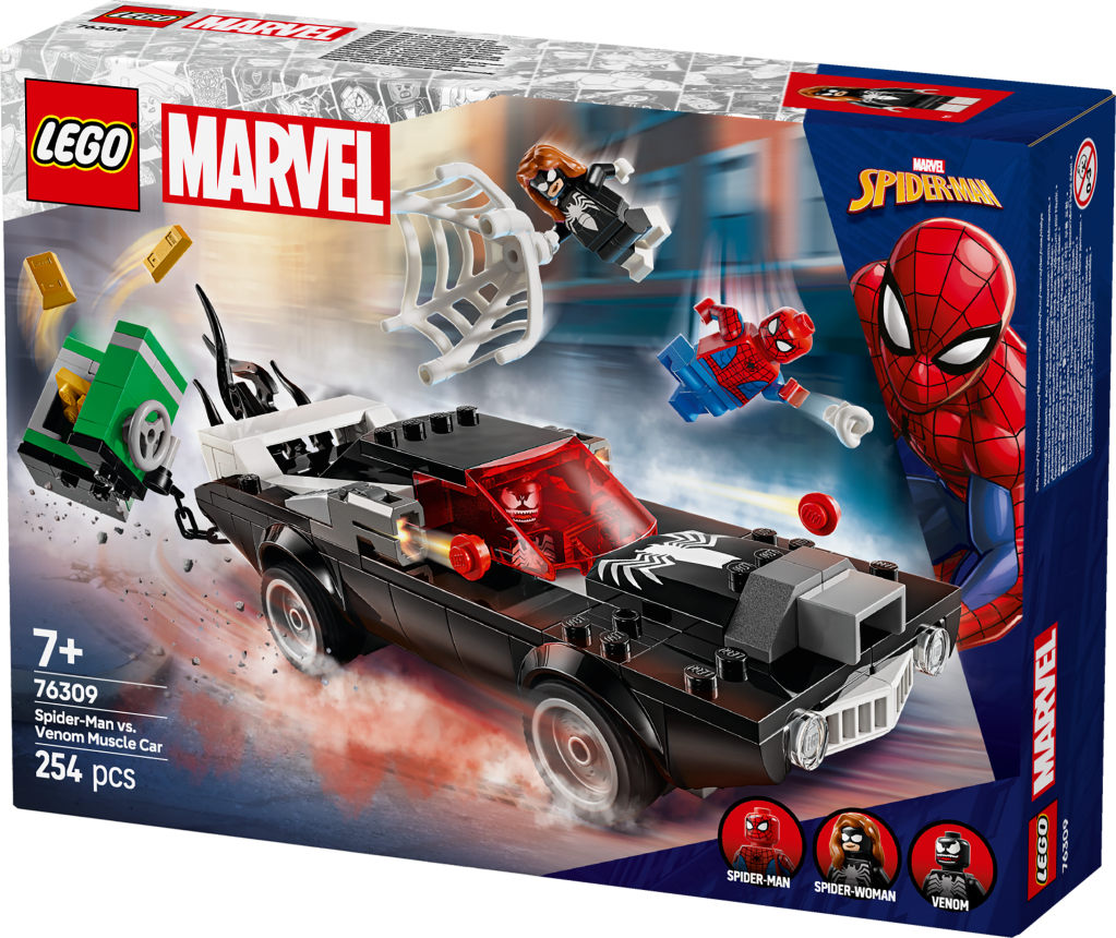 boîte LEGO Marvel 76309 Spider-Man contre le bolide de Venom