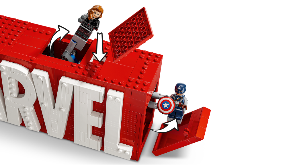 détails LEGO Marvel 76313 : Logo MARVEL et ses Super-Héros