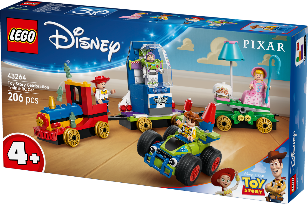 boîte LEGO Disney et Pixar 43264 Le train en fête et voiture RC Toy Story