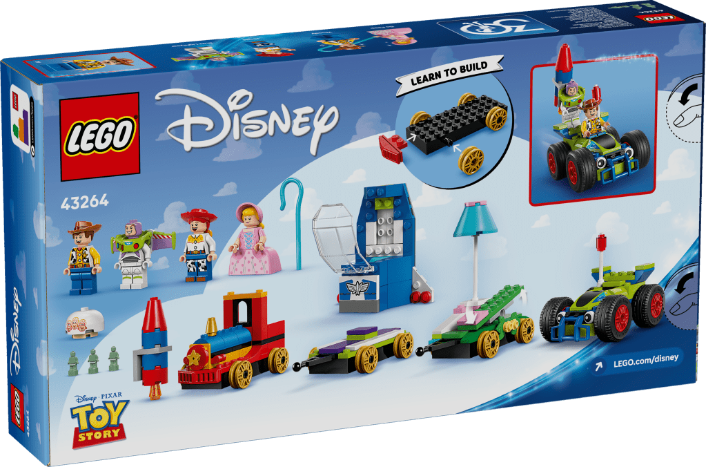 boîte LEGO Disney et Pixar 43264 Le train en fête et voiture RC Toy Story