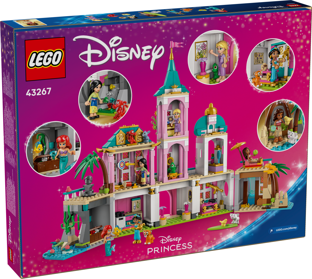 boîte LEGO Disney 43267 Le château des princesses et les animaux royaux