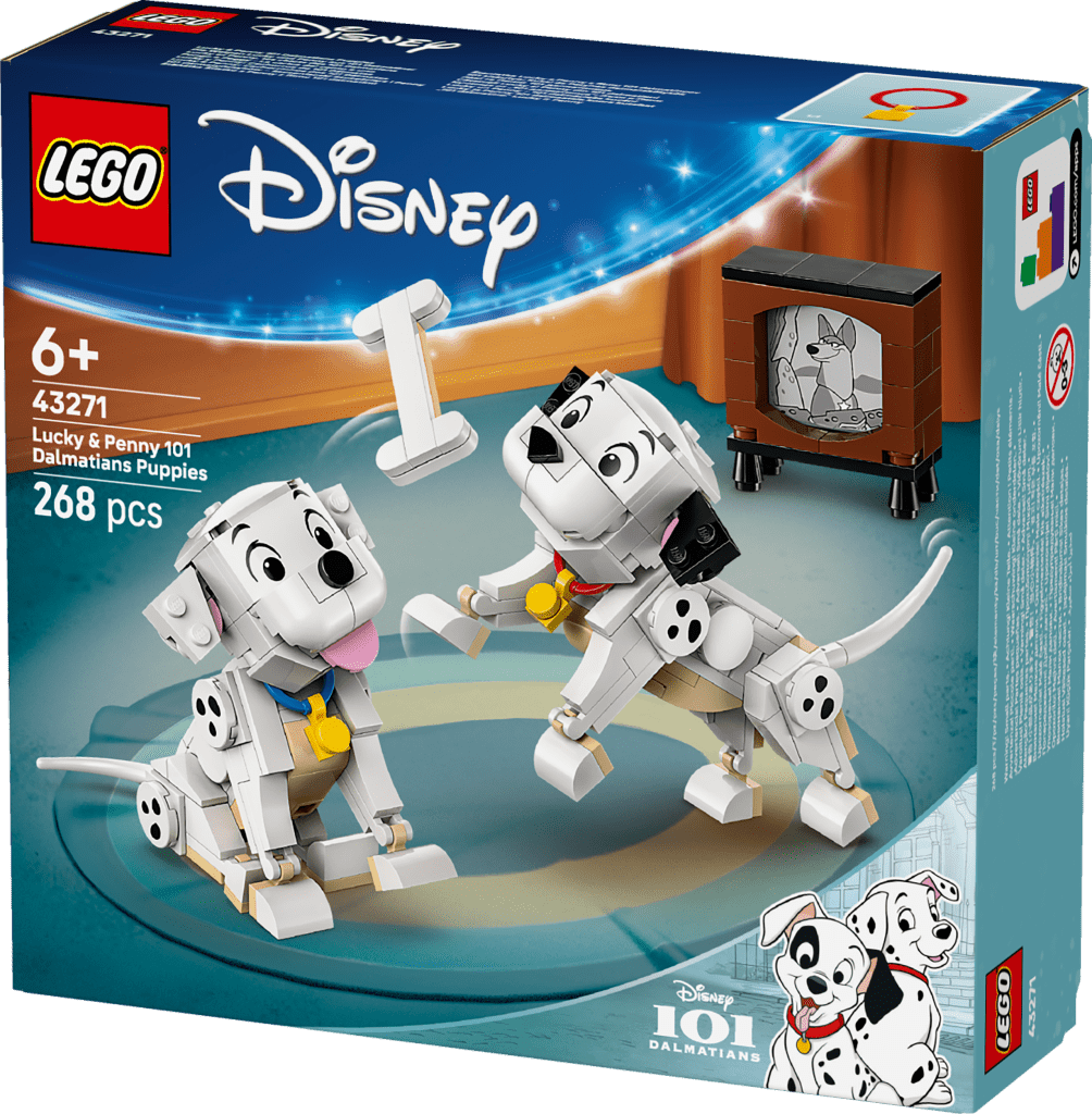 boîte LEGO Disney 43271 Lucky et Penny, les chiots des 101 Dalmatiens