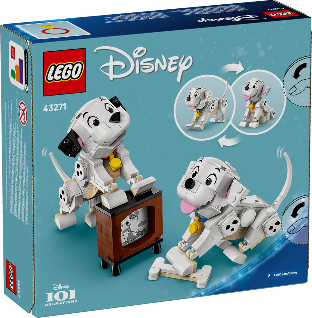 boîte LEGO Disney 43271 Lucky et Penny, les chiots des 101 Dalmatiens