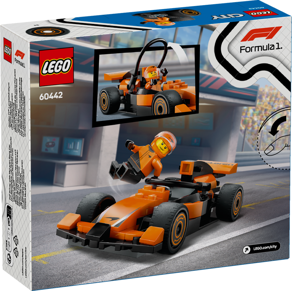 boîte LEGO City 60442 : La Voiture de course McLaren avec pilote de F1