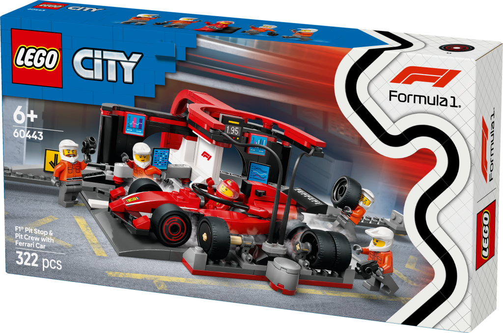 boîte LEGO City 60443 Arrêt au stand de F1 avec voiture Ferrari