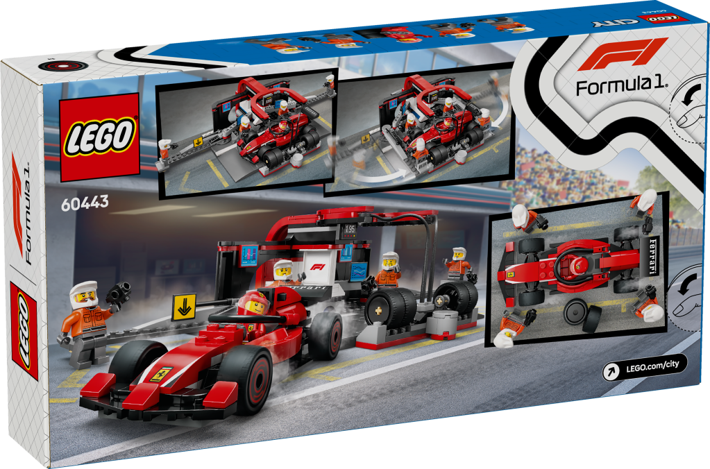 boîte LEGO City 60443 Arrêt au stand de F1 avec voiture Ferrari