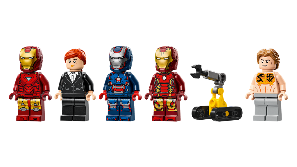 personnages LEGO Marvel 76315 : Le Laboratoire d’Iron Man – La Salle des Armures