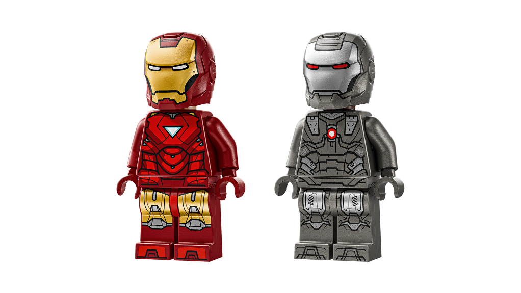 personnages LEGO Marvel 76320 : Iron Man et War Machine Contre les Drones de Hammer