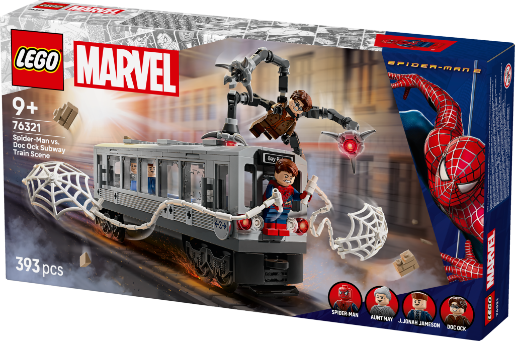 boîte LEGO Marvel 76321 : La Scène du Train de Spider-Man et Docteur Octopus
