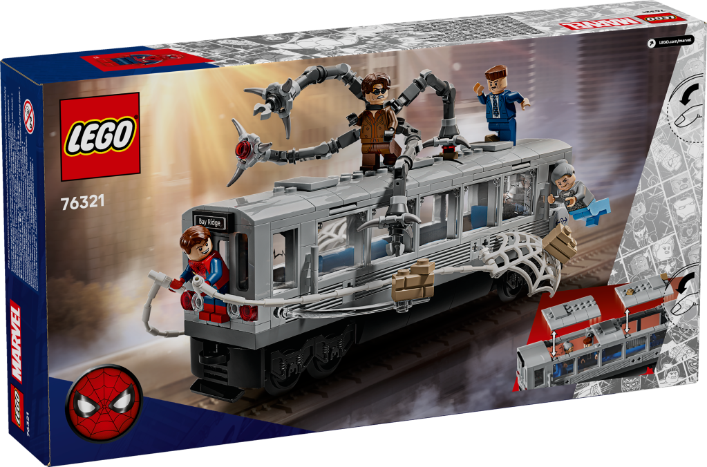 boîte LEGO Marvel 76321 : La Scène du Train de Spider-Man et Docteur Octopus
