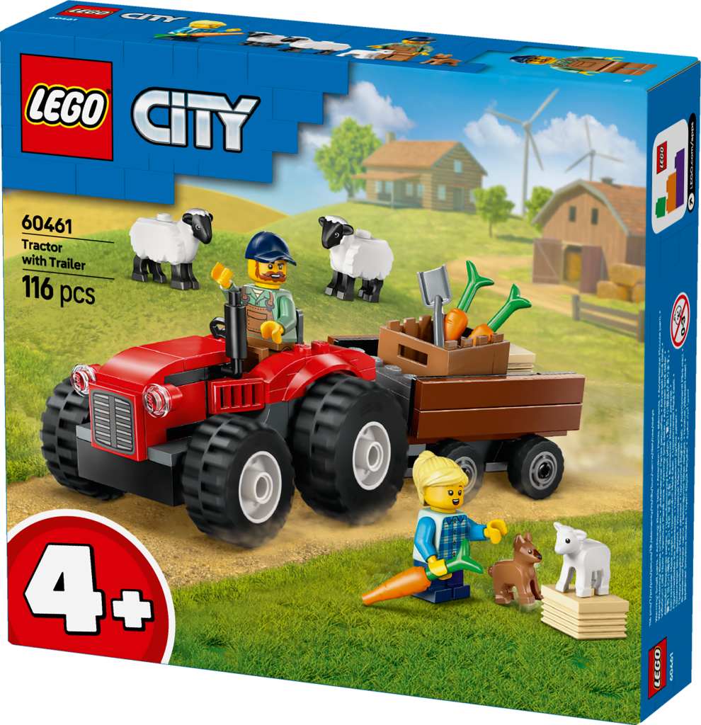 boîte LEGO City 60461 : Le tracteur agricole rouge avec remorque et moutons