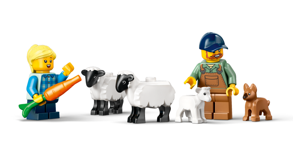 personnages LEGO City 60461 : Le tracteur agricole rouge avec remorque et moutons