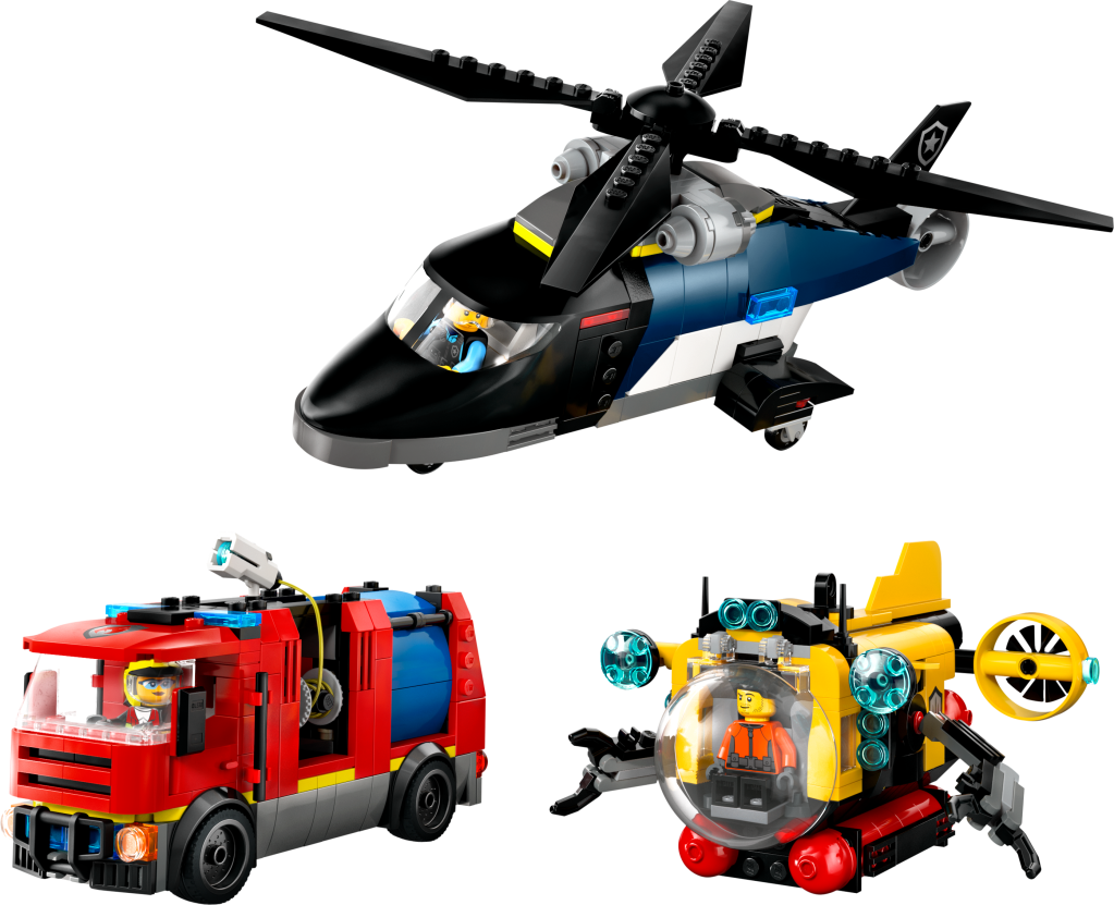 LEGO City 60462 : Hélicoptère, camion de pompiers et sous-marin modulable
