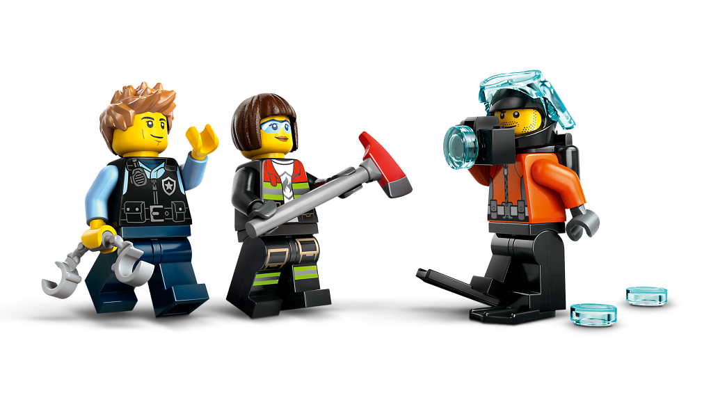 personnages LEGO City 60462 : Hélicoptère, camion de pompiers et sous-marin modulable