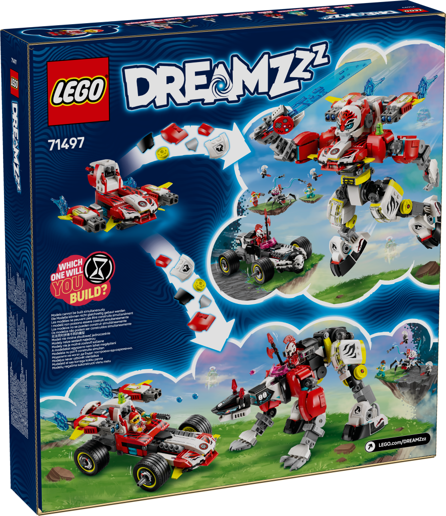 boîte LEGO DREAMZzz 71497 : Robot-Tigre de Cooper et bolide de Zero