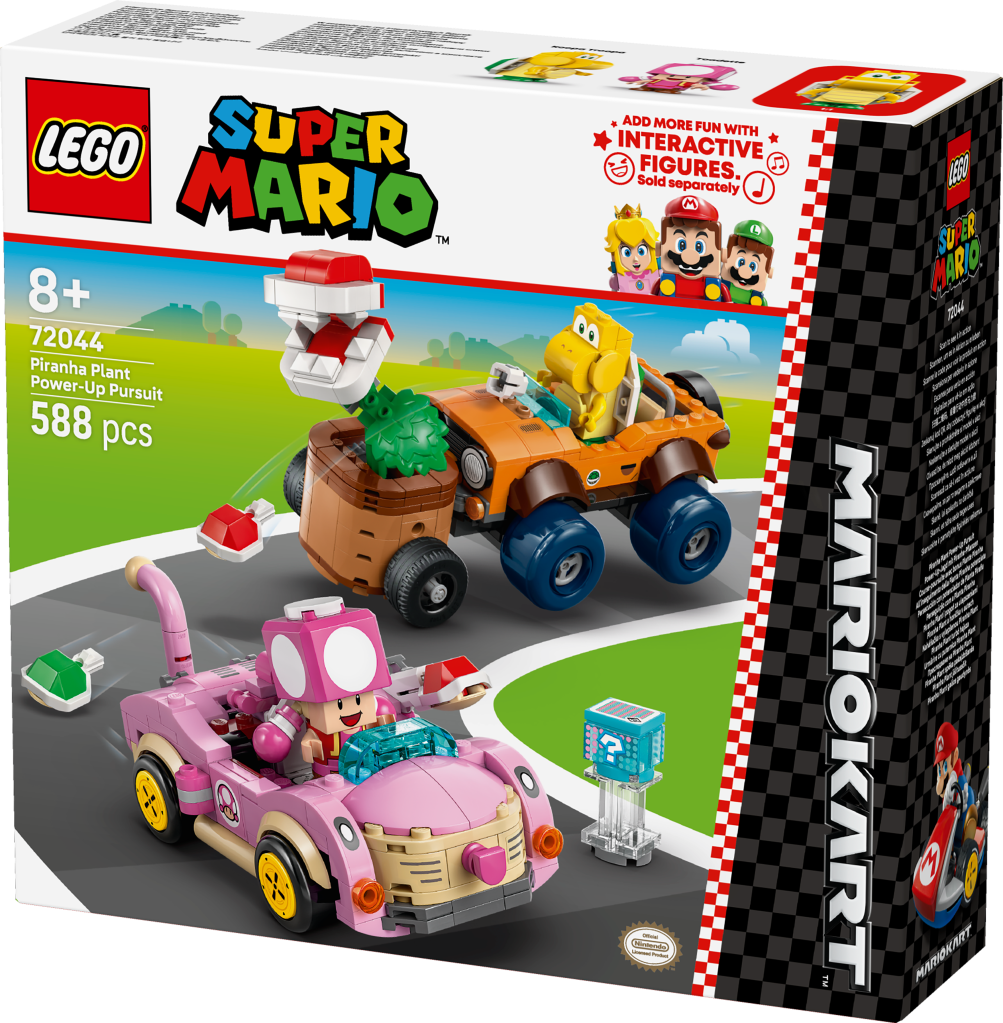 boîte LEGO Super Mario 72044 : Mario Kart – Course-Poursuite avec Bonus Plante Piranha