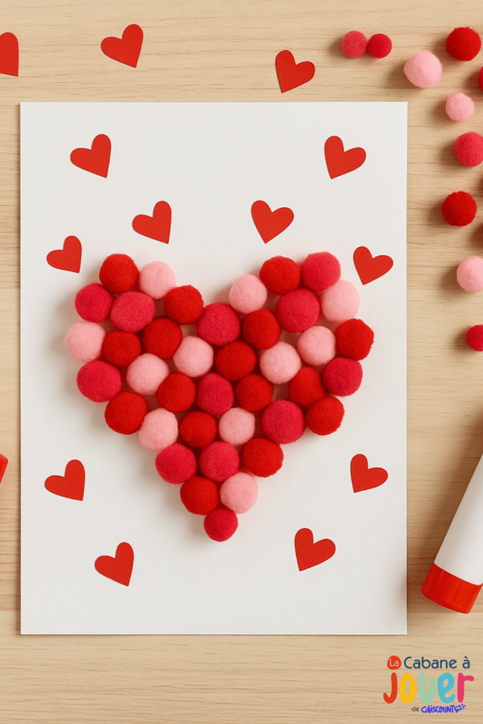 bricolage maternelle coeur pompon