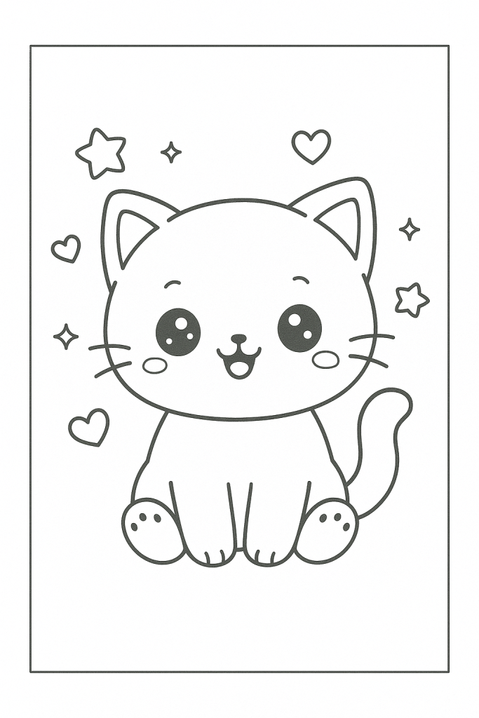 coloriage chat kawaii