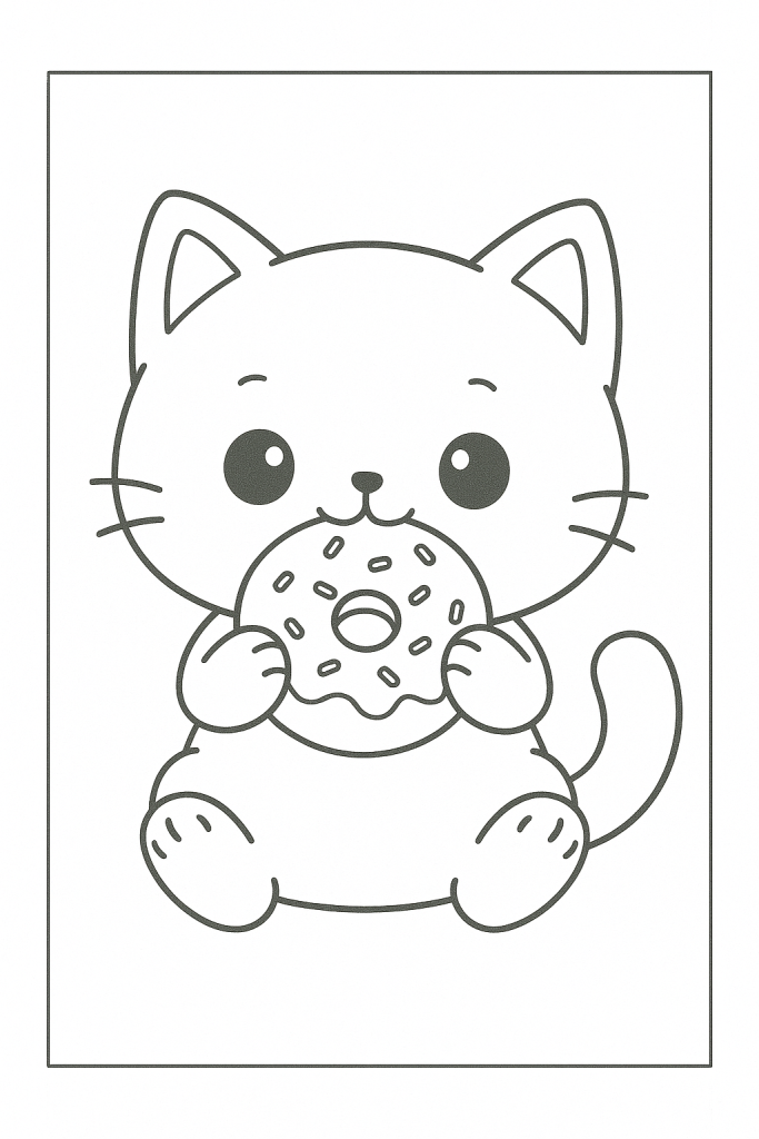 coloriage chat kawaii